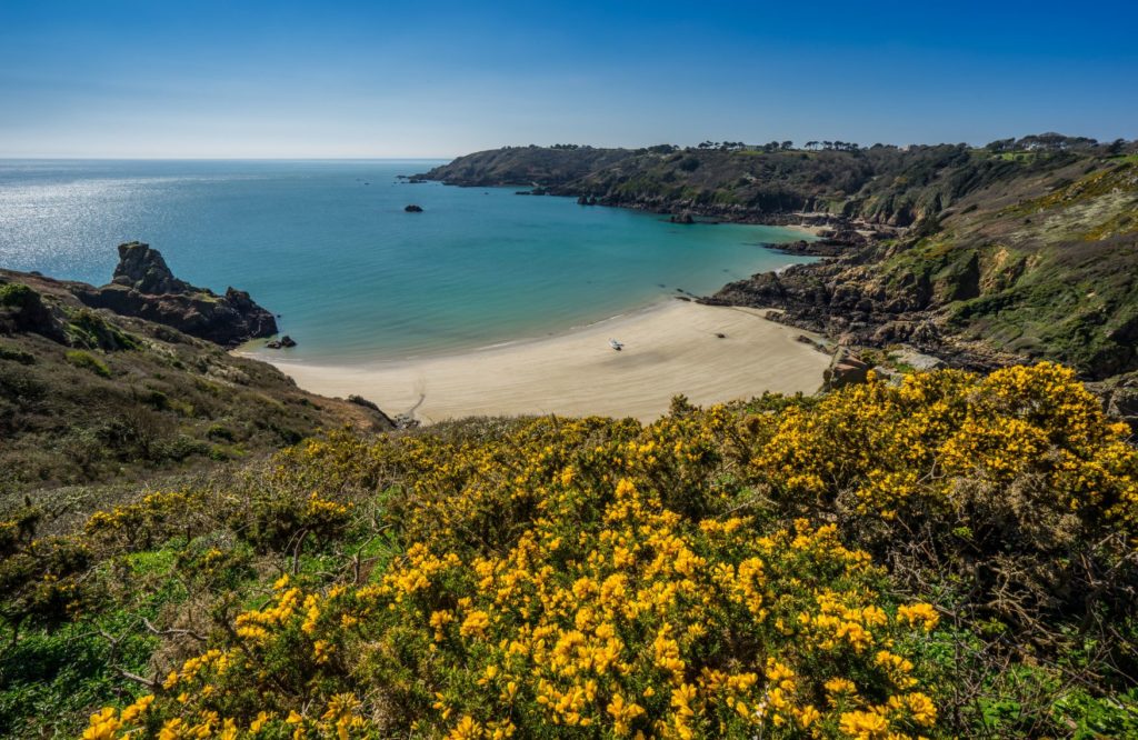 View of Guernsey coast and beach